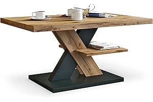 ‎VIOSIMC Viosimc Couchtisch, Moderner Wohnzimmertisch, Modern Möbel Wohnzimmer, Kaffeetisch, Sofatisch mit Großer Ablage, Beistelltisch für Tee und Kaffee – Coffee Table for Living Room - Wotan Eiche & Schwarz