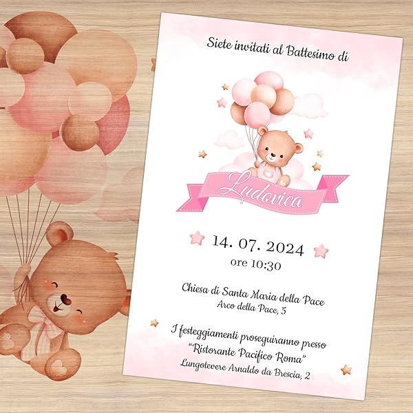 Partecipazioni Battesimo Personalizzate Con Foto – 10 Inviti Con Busta – Set Azzurro Per Bimbo – Realizzazione Artigianale