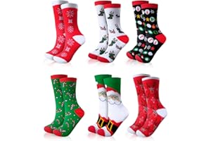 Smdbzda 6 Pares Calcetines de Navidad, Calcetines Navideños para Mujer, Calcetines de Navidad para Hombres, Calcetines Navideños Algodón, Navidad Regalo para Hombres Mujer, Talla UE 37-46