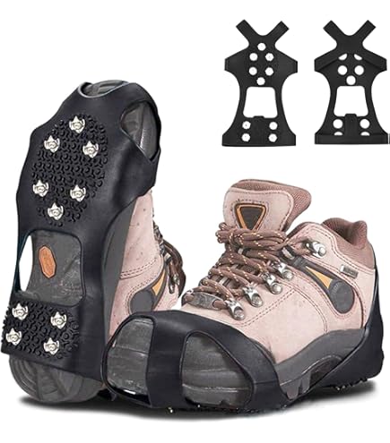 Ramponi Da Ghiaccio Antiscivolo - 10 Punte Acciaio Inox Per Trekking Invernale E Camminate Su Ghiaccio - Foto 8