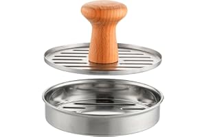Hi Nature™ Professionell hamburgarpress i rostfritt stål – 13,1 cm smash hamburgarpress med grillspår – non-stick hamburgarpress och grillpress för perfekta patties – grilltillbehör diskmaskinssäkra