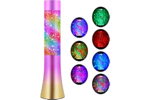 SENCU Lava Lamp,Night Light Kids With Automatic Color Change Function and Transparent Liquid Glitter Lamps, USB Powered Home Decoration Lamp, Perfect Room Decor for Kids Teens Adults Birthday Gift Party
