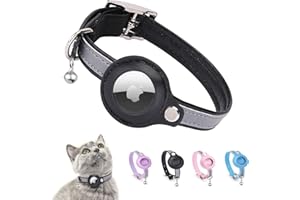 WAPSAT Airtag Collar de Gato, Collar de Gato con GPS Reflectivo, Collar de Gato Anti-Pérdida, Collar de Gato de Cuero Ajustable, para Gatos Niños, Niñas o Perros Pequeños, Gatitos y Cachorros