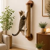 Petody Pillar Duvara Monte Kedi Tırmalama Direği, 60 cm | Doğal J&uuml;t Halat, Masif Ahşap G&ouml;vde, Kolay Montaj, Mod&uuml;ler Tasarım, 