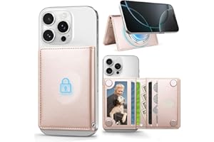 OCASE Portefeuille Magnétique avec 5 Emplacements Cartes, Blocage RFID, Cuir Synthétique pour iPhone Séries 16/15/14/13/12 (Exclu Séries Mini) et Coque per MagSafe - Or Rose