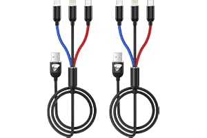 3 in 1 Charging Cable, Multi Charging Cable 2Pack 1.2M Multi Charger Cable Fast Charging with Type-C, Micro USB and iPhone Port, Compatible with iPhone 14 13 Galaxy S20 S9 & Micro USB