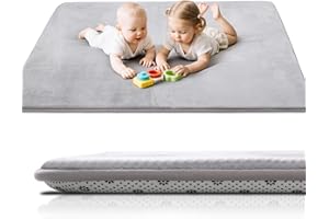 Favodormir Thick Crawling Mat Baby 150 x 180 x 3 cm, Foam Filling Carpet Play Mat Baby, Non-Slip Base and Soft Short Pile, Easy Care, Rug Children's Room, Play Mats for Playpens, Grey