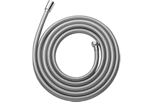 OFFO Wąż prysznicowy 3 m, PCW, uniwersalna, gładka rura prysznicowa z wężem prysznicowym, myjka, wysokociśnieniowy wąż prysznicowy do kranów łazienkowych, zamiennik, srebrny