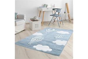 carpet city Dywan dziecięcy balon chmurka niebieski 160 x 160 cm, okrągły dywan do zabawy
