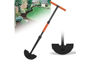 ATUHOLA Bordeadora manual de césped de 41 pulgadas con hoja de dientes de sierra, bordeadora manual de media luna con eje de metal, mango de agarre en T, herramienta de corte de jardín resistente para