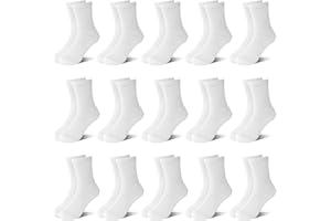 ZERULETS Boys Girls Crew Socks Kids School Sock Black White Gray Toddler Boy Sport Socks 15 Pairs for 1-13 Years