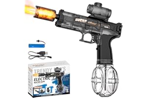 IERAKOR Wasserpistole Elektrisch, Elektrische Wasserpistole Kinder mit Blitzeffekten und Recoil, 6-8m Reichweite, Umfang, 320ML Kapazität, Automatische Wasserpistole für Pool, Strand, Garten (Grau)