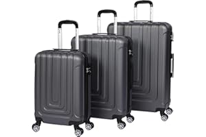 H.yeed Suitcase Set Luggage Sets of 3 with 4 Spinner Wheels ABS Hard Shell Lightweight TSA Lock Suitcase Large Medium Small -20" 24" 28" (Pink) (Grey, 3 Pcs Set (20"+24"+28"))