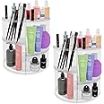 Kuber Industries Pack of 2 Makeup Storage Organizer | Cosmetic Organizer Box for Dressing Table | 360° Rotating Makeup Organizer Tray | Vanity Countertop Box | Desk Organizer | Transparent