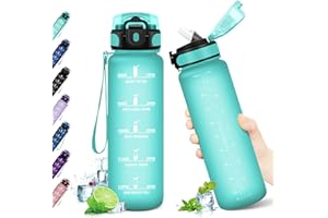 KollyKolla Borraccia 1 litro, Bottiglia Acqua con Cannuccia, a Prova di Perdite, Borraccia Palestra, Borraccia Motivazionale, Borracce per Adulto, Bambini, Sport, Scuola, Ciclismo, Gym