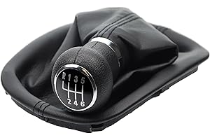 L & P CAR DESIGN Pomo palanca de cambios y Funda palanca de cambios compatible para VW Passat B5 3B 3BG 2000-2005 - 6 velocidades marchas - con Marco - negro - para transmisión Manual - (A257-2)