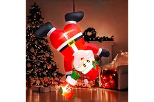 4 stopowe Świąteczny Nadmuchiwany Święty Mikołaj, Kalolary Świąteczne Nadmuchiwane Góry Nogami Wiszący Święty Mikołaj Prezentem Dmuchane Boże Narodzenie Dekoracja Zewnątrz Wakacje Trawnik Przyjęcie