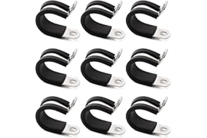 YYIGVMO 9 Pezzi 18mm Fascette Stringitubo in Gomma, Clip a P Rivestite in Gomma, Morsetto a P in Acciaio Inox 304, per Fissare Tubi e Cavi