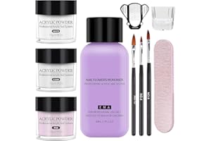 Yokilly Polvo Acrilico Para Uñas,Polvos Acrilicos Para Uñas Set Con Blanco Rosa Y Transparente,Kit Profesional De Uñas Acrílicas