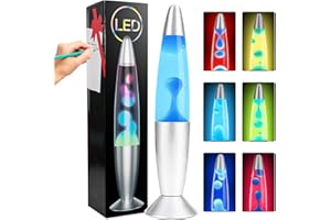 AONESY LED Liquid Motion Lamps 13.5''Colour Changing White Liquid & Blue Wax Lamps for Adults Kids Gift for Christmas Birthday Mood Light for Bedroom Home Decor