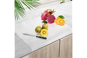 ELNLE Akrylowa deska do krojenia z ograniczającą krawędzią, przezroczysta płyta robocza 45 cm x 40 cm, akrylowa deska do krojenia, przezroczysta deska do krojenia z gumowymi nóżkami, do blatu kuchennego