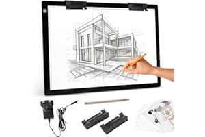 ELICE A2 Light Box for Tracing - Diamond Painting Light Board with 12v2a Adapter 2 Multi-Functional Clips, Ultra-Thin Stepless Brightness Light Pad, Drawing Light Box for Diamond Painting Sketching