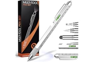 TUKEOO Gifts for Men Him Dad, 9 in 1 Multi Tool Pen Gadgets for Men, Birthday Gifts for Men, Gifts for Dad, Gifts for Men Who Have Everything,Mens Gifts for Him Dad on Valentines Anniversary(Silvery)