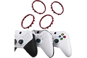eXtremeRate 8 eckige Joysticks Accent Rings für Xbox One Elite, für Xbox Elite Series 2-/2-Core, Custom Zentierringe Ersatzteil für Xbox Series X/S Controller ASR-Version Shell-Karmin Rot