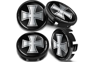 SkinoEu 4 x 65mm Wheel Centre Alloy Hub Center Caps Compatible with VW 3B7 601 171 / 6U7 601 171 Hubcaps Black Silver CVZ 6
