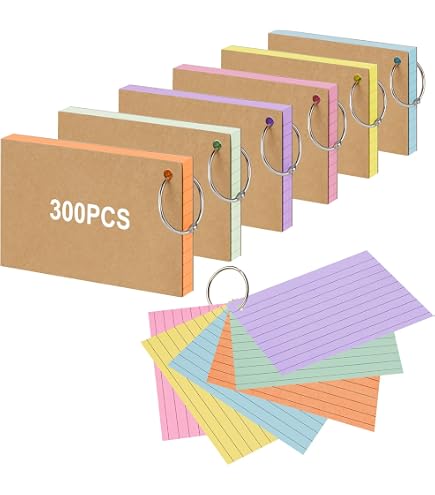 300 Fiches Bristol Perforées - 10 Couleurs - Format 130x80 Mm - Pour Notes, Révisions, Présentations