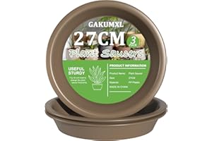 GAKUMXL Plant Saucer 15 20 27 30cm 3 Pack plant tray Heavy Duty Sturdy Durable Thicker Plastic Plant Drip Trays for Indoor Outdoor Garden (27cm, Brown)