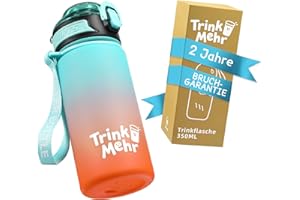 ROISDIYI Trinkflasche Kinder Auslaufsicher 350 ml, BPA-Frei Wasserflasche mit Fruchteinsatz, Trinkflasche, Kindertrinkflasche Perfekt für Schule, Kindergarten, Sport (Grün/Orange)