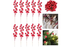 Hongyans 160 Stück Künstliche Rote Beeren Enthalten 150 Stück Weihnachten Künstliche Holly Beeren und 10 Stück Künstliche Beerenzweige für Weihnachtskranz Baum Hochzeit Dekoration