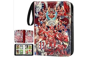YCWIN Football Scrapbook for 400 Cards, Football Trading Cards Album with Zip and 50 Removable Pages, Sports Cards Book 4 Compartments, Large Card Binder, 3 Rings Card Folder