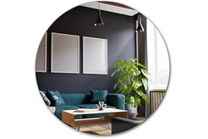 Tulup Specchio Ø 90 cm Vetro Temperato Rotondo da Parete al Bagno Salone Camera da Letto