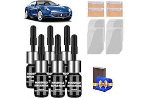 GLSAYZU Kit de réparation de pare-brise, kit de réparation de pare-brise pour éclats / fissures / rayures / rayures / demi-lune / étoile (6 pièces)