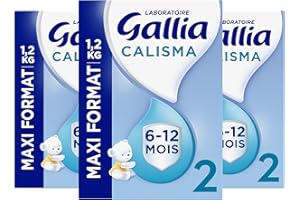 Laboratoire Gallia - Calisma 2ème âge - Lait en Poudre Enrichi en Vitamines A, C & D - Sans Huile de Palme - Bébé de 6 à 12 mois - Lot de 3x1,2kg