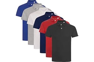 FASHIONEGO New Pack of 4 Mens Polo Shirt Short Sleeve Plain Pique Top Designer Tshirt Tee Holiday Collared Golf 4 & 6 Multi-Pack for Everyday Casual Wear