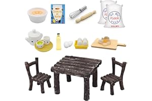 Gemtte 21 Stücke Wichtel Zubehör, Miniatur Wichtel Zubehör Backen Set für Wichteltür Weihnachten Deko und 1/12 Puppenhaus, Puppenhaus Mini Miniatur Tisch Küche Feengarten Indoor Outdoor aus Silikon