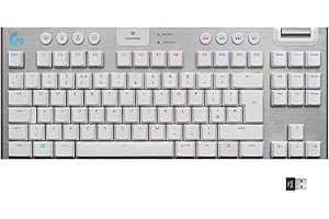 Logitech G915 LIGHTSPEED TKL Tenkeyless Wireless Mechanical Gaming Keyboard with low profile GL-Tactile key switches, LIGHTSYNC RGB, Ultra thin design, 40+ hours battery life, QWERTY UK Layout - White