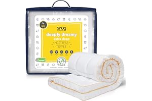 SNUG IS HAPPY SLEEP Snug Deeply Dreamy Mattress Topper Double Bed - 10cm 4 Inch Extra Thick Mattress Enhancer with Elasticated Straps Quilted Comfortable Super Soft - Hypoallergenic Machine Washable - Double - 190x135cm