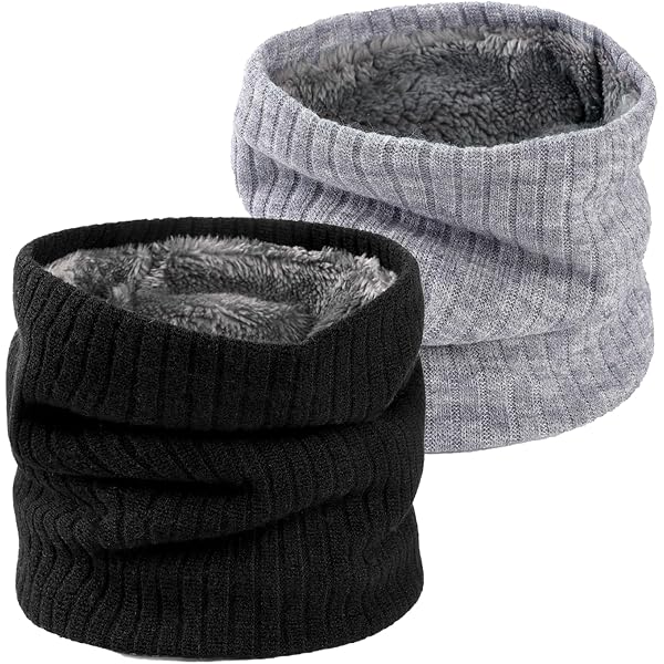 2 Tours De Cou Enfant SEFIRST - Cache Cou Hiver, Cagoule Élastique Noir Et Gris