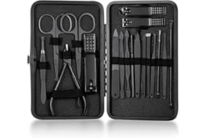 CBEI Maniküre Set 13 teilig, Nagelknipser Set Chirurgisches Niveau 316L Edelstahl, Pediküre Set, Professionelle Nagelknipser Sets mit Reiseetui für Damen und Herren (schwarz)