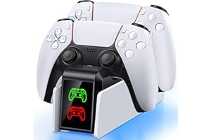 BEBONCOOL GAMING PS5 Controller Ladestation, PS5 Zubehörsets für Dualsense Wireless/Edge, Ladestation für Playstation 5 Controller mit 2Std Schnelllade/Cooles RGB Licht