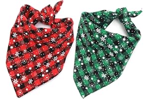 NIUMOWANG Bandanas de Perros de Navidad, Pañuelos para Perros, Bufanda de Mascota, Lavable Pañuelos para Perros, La Bufanda navideña para Mascotas es Adecuada Gatos y Perros pequeños y medianos (S, Rojo+Verde)
