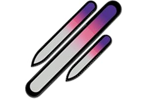 Mont Bleu Conjunto de 3 limas de uñas de cristal de color en estuche de terciopelo negro, vidrio templado checo auténtico, Garantía de por vida | Fabricado a mano en la República Checa