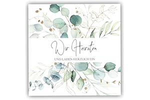 ‎KACKSPECHT Kackspecht 14 Einladungskarten Hochzeit Einladung zur Hochzeit klassisch Quadratisch 14,8 x 14,8 Hochzeitseinladung Vintage Wir Heiraten Karten Save The Date ohne Umschläge