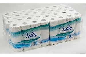 Vella 32 Küchenrollen Original von VOS saugstarke Wischtücher 2- lagig im riesigen Vorteilspack 8 x 4 Rollen (32 x 64 Blatt)