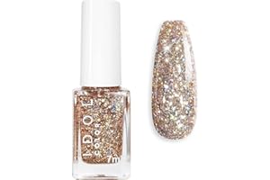 NLFOX Glitter Nail Polish - Sparkly Gold Nail Polish - Flash Shinny Gold Nail Varnish - Shimmer Diamond Nail Varnish Quick Dry&Long Lasting Nail polish Holographic Nail Paint Sequins Nail Art No Need Cure