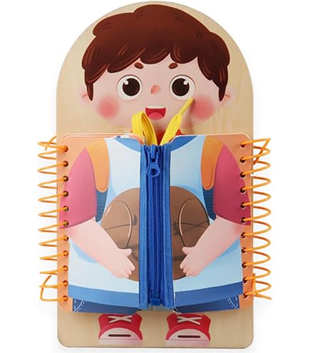 Tablero De Actividades Montessori De Madera - Aprende A Abrochar, Atar Y Cerrar Cremalleras Para Niños 3+